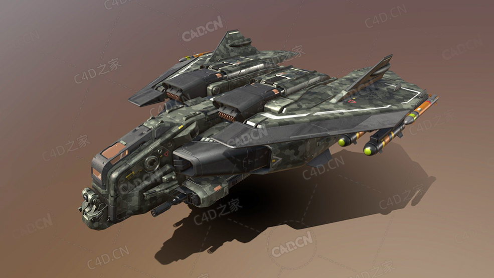 C4D霹雳科幻飞行器飞船战舰太空船模型A 30 Thunderbolt - C4D之家 - 01.jpg