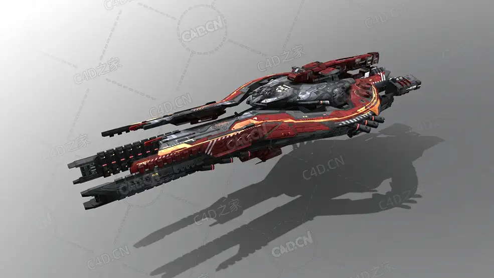 C4D指挥官舰飞船科幻飞行器太空船外星战舰模型CommanderShip B6 - C4D之家 - 08.jpg