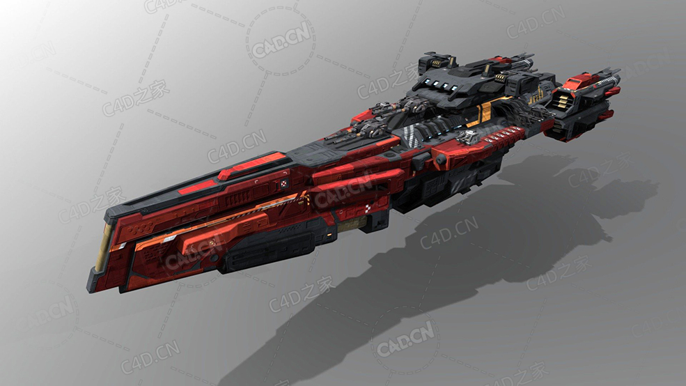 C4D巡洋舰指挥官舰飞船科幻飞行器太空船外星战舰模型Cruiser GX6 - C4D之家 - 13.jpg