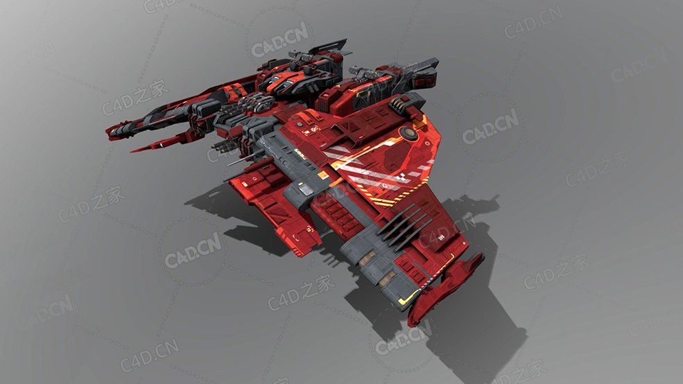 C4D护卫舰飞船太空舰飞船科幻飞行器太空船外星战舰模型Frigate GX8 - C4D之家 - 25.jpg