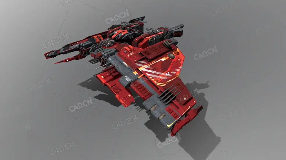 C4D护卫舰飞船太空舰飞船科幻飞行器太空船外星战舰模型Frigate GX8 - C4D之家 - 25.jpg