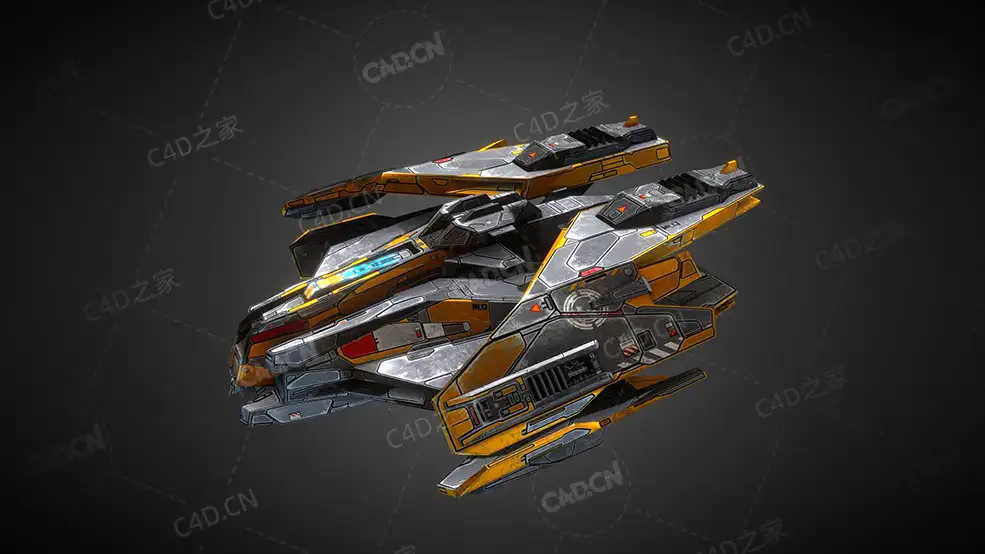 C4D科幻战斗机号太空舰飞船科幻飞行器太空船外星战舰模型Free Sci Fi Fighter - C4D之家 - 23.jpg