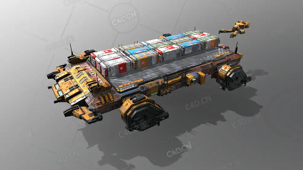 C4D太空货船太空舰飞船科幻飞行器太空船外星战舰模型Freighter MB4 - C4D之家 - 24.jpg