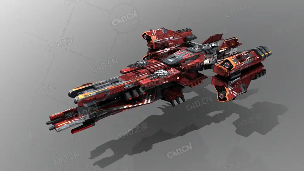 C4D护卫舰飞船太空舰飞船科幻飞行器太空船外星战舰模型Frigate K6 - C4D之家 - 27.jpg