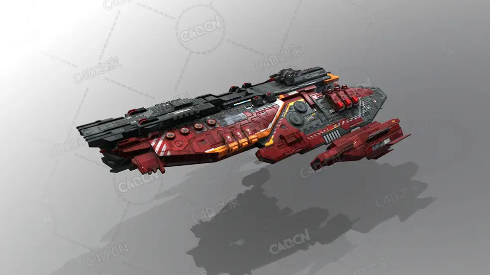 C4D护卫舰飞船太空舰飞船科幻飞行器太空船外星战舰模型Frigate MB2 - C4D之家 - 30.jpg