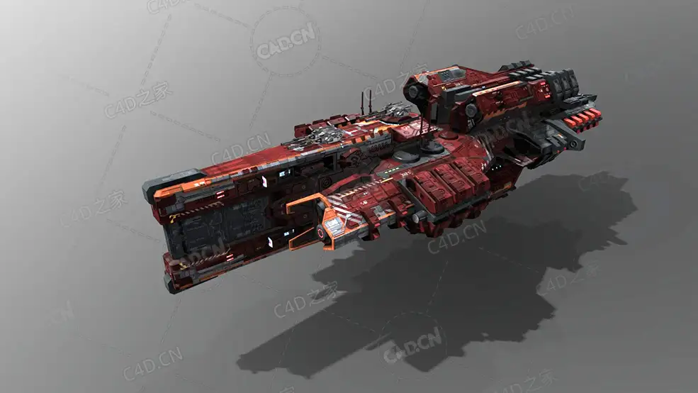 C4D护卫舰飞船太空舰飞船科幻飞行器太空船外星战舰模型Frigate K7 - C4D之家 - 28.jpg