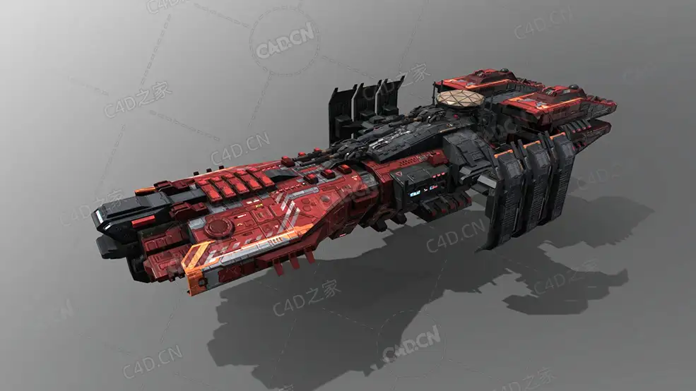 C4D护卫舰飞船太空舰飞船科幻飞行器太空船外星战舰模型Frigate K8 - C4D之家 - 29.jpg