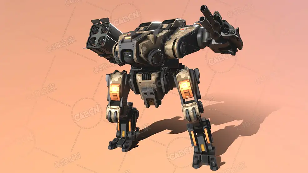 C4D轻型机械人攻击机器人科幻武器机甲战士模型Light Mecha - C4D之家 - 35.jpg