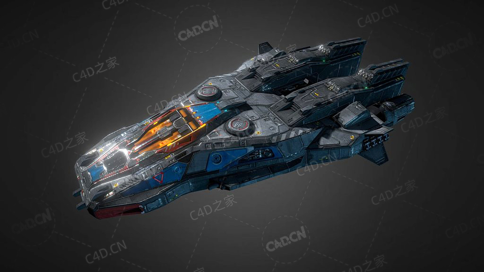 C4D科幻侦察船科幻飞船太空舰飞船科幻飞行器太空船外星战舰模型Sci Fi Scout ship