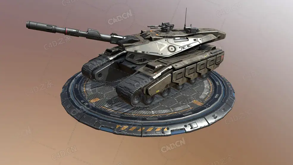C4D科幻重武器坦克战车履带式坦克模型RTS Medium Tank - C4D之家 - 41.jpg