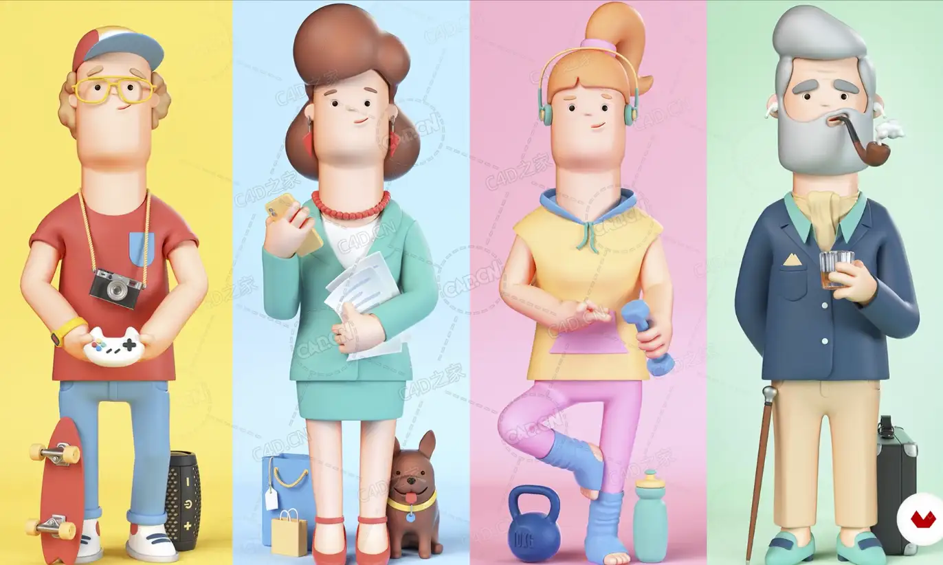 C4D三维卡通头像制作教程Domestika – 3D Self-Portrait Creation for Social Medi...