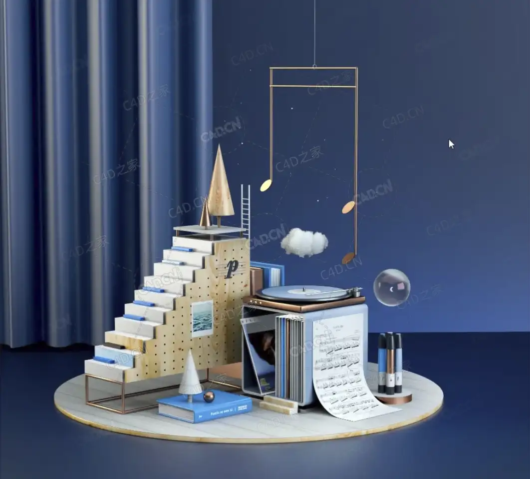 C4D卡通音乐场景电商三维场景制作合成教程Creating 3D Compositions in Cinema 4D