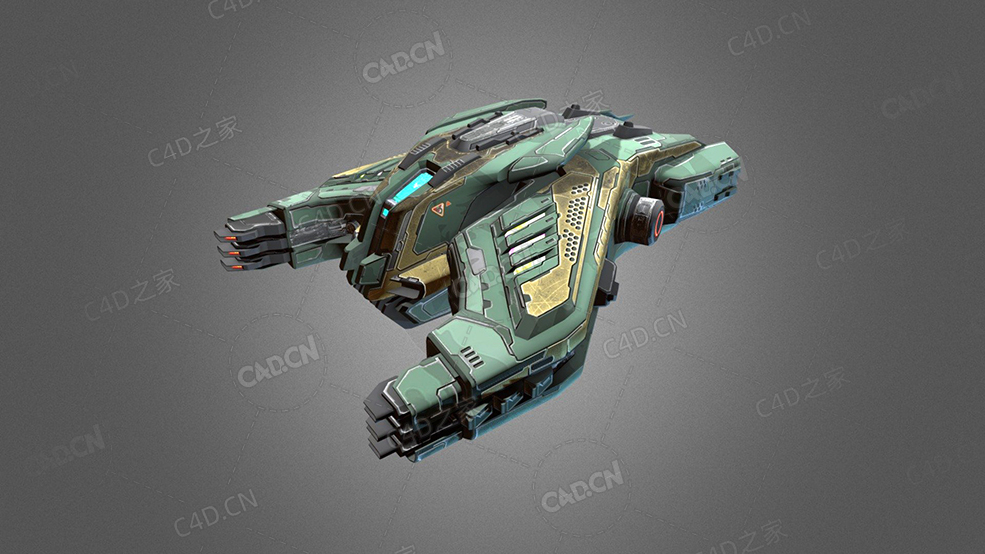 C4D科幻轰炸机科幻飞船太空舰飞船科幻飞行器太空船外星战舰模型Sci Fi Bomber CR3 - C4D之家 - 52.jpg