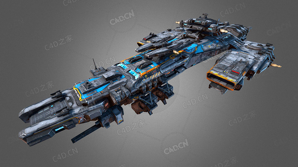 C4D科幻毁灭者方舟科幻飞船太空舰飞船科幻飞行器太空船外星战舰方舟模型Sci Fi Destro