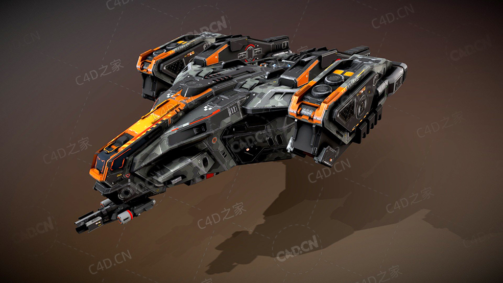C4D科幻飞船太空舰飞船科幻飞行器太空船外星战舰模型Sci Fi Dropship
