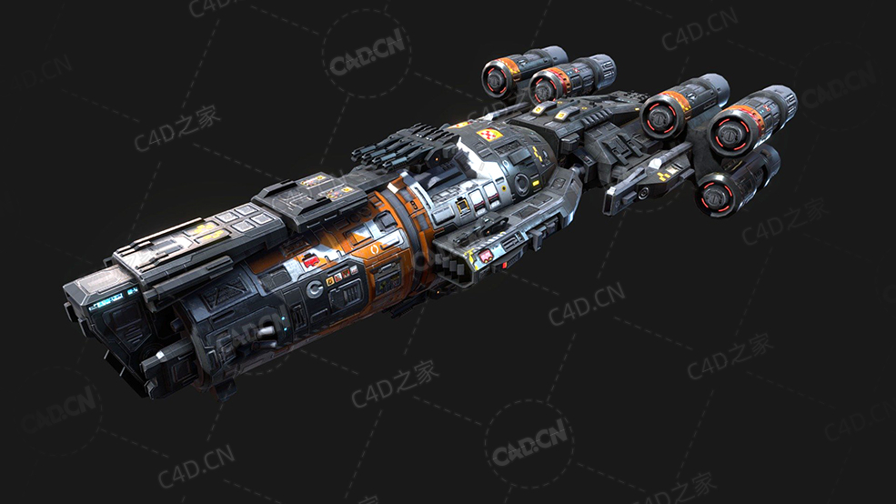 C4D科幻破坏者飞船科幻飞船太空舰飞船科幻飞行器太空船外星战舰方舟模型Sci Fi Destro