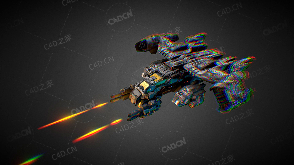 C4D科幻飞船太空舰飞船科幻飞行器太空船外星战舰模型Sci Fi Dropship R35 - C4D之家 - 61.jpg
