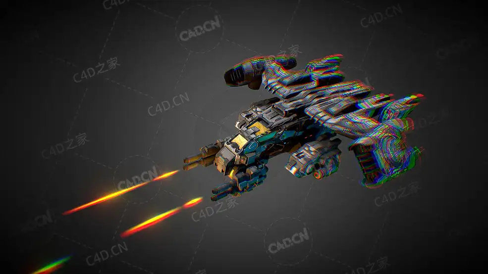 C4D科幻飞船太空舰飞船科幻飞行器太空船外星战舰模型Sci Fi Dropship R35 - C4D之家 - 61.jpg