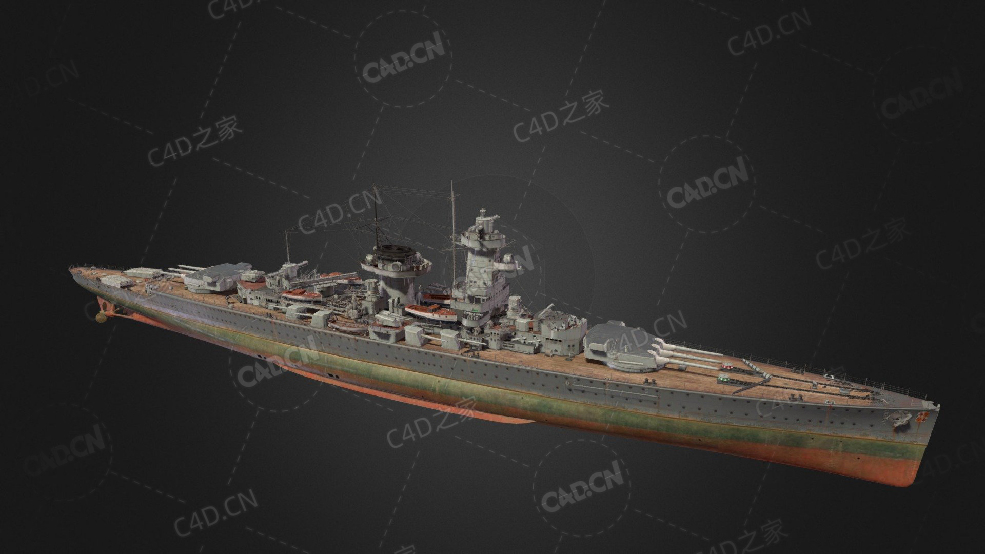 德国海军东亚中队斯佩海军上将号装甲舰C4D模型下载Admiral Graf Spee 3d model - C4D之家 - 02.jpg