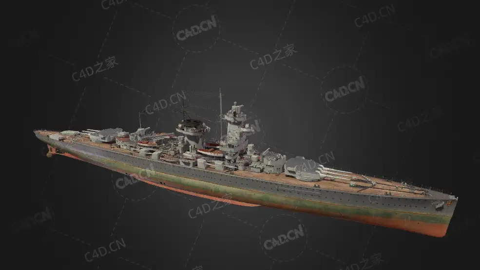 德国海军东亚中队斯佩海军上将号装甲舰C4D模型下载Admiral Graf Spee 3d model - C4D之家 - 02.jpg