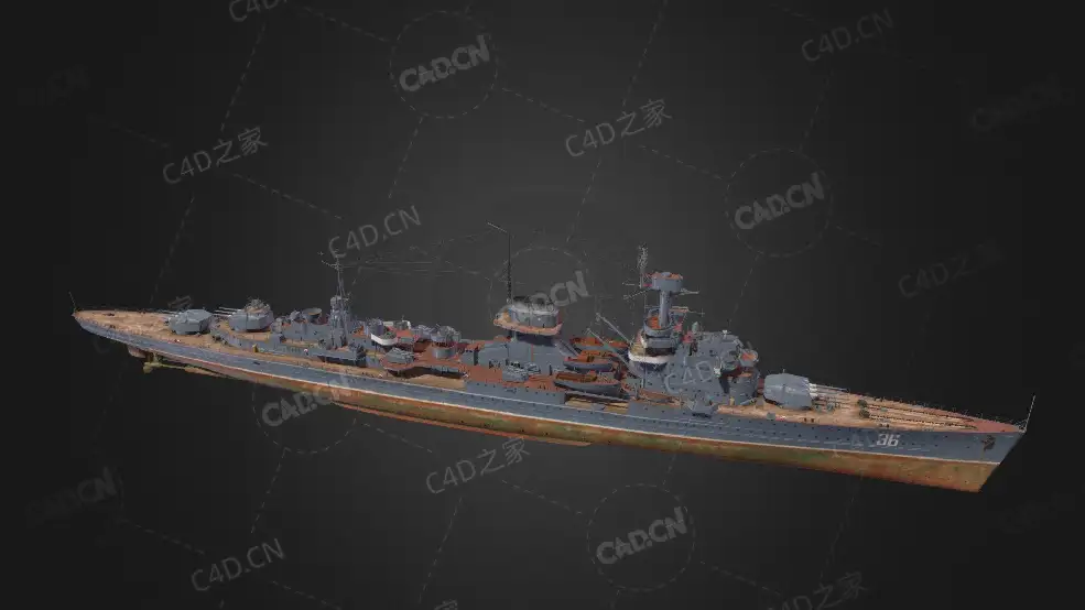 俄罗斯海军马卡洛夫海军上将号护卫舰C4D模型下载Admiral Makarov 3d model - C4D之家 - 04.jpg
