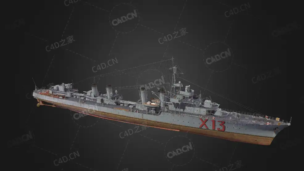 法国海军埃格利鹰级驱逐舰C4D模型下载Aigle 3d model - C4D之家 - 06.jpg