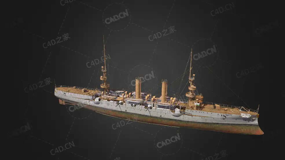 美国海军奥尔巴尼号防护巡洋舰C4D模型下载Albany 3d model - C4D之家 - 13.jpg