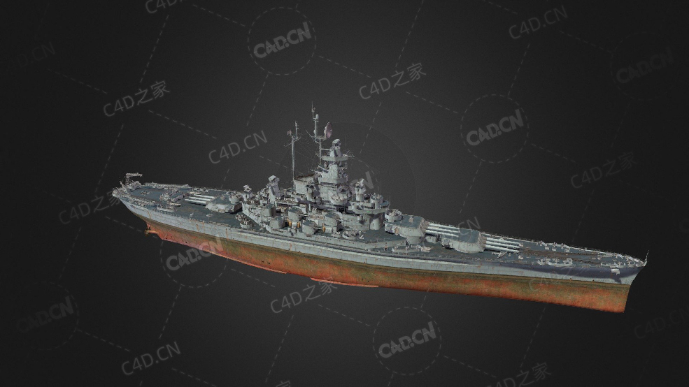 美国海军伍斯特级巡洋舰战舰轻型巡洋舰C4D模型下载Alabama Worcester 3d model - C4D之家 - 11.jpg