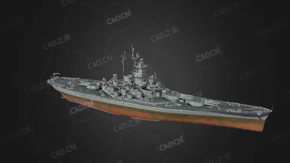美国海军伍斯特级巡洋舰战舰轻型巡洋舰C4D模型下载Alabama Worcester 3d model - C4D之家 - 11.jpg