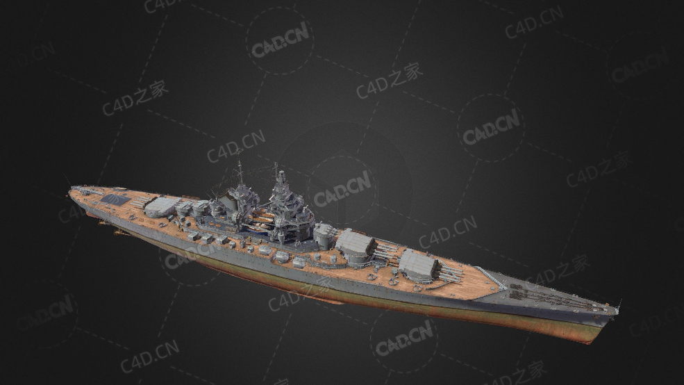 法国海军阿尔萨斯级战列舰C4D模型下载Alsace 3d model - C4D之家 - 16.jpg
