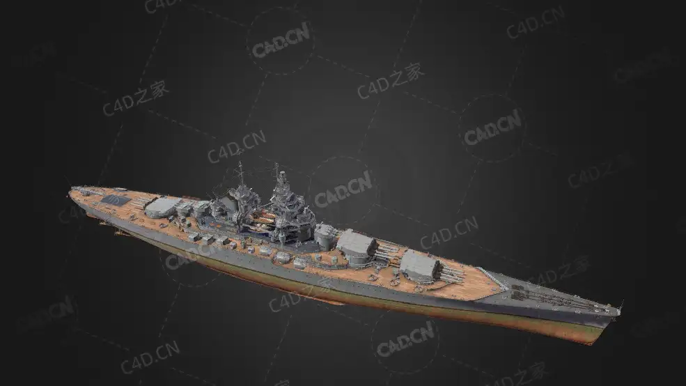 法国海军阿尔萨斯级战列舰C4D模型下载Alsace 3d model - C4D之家 - 16.jpg