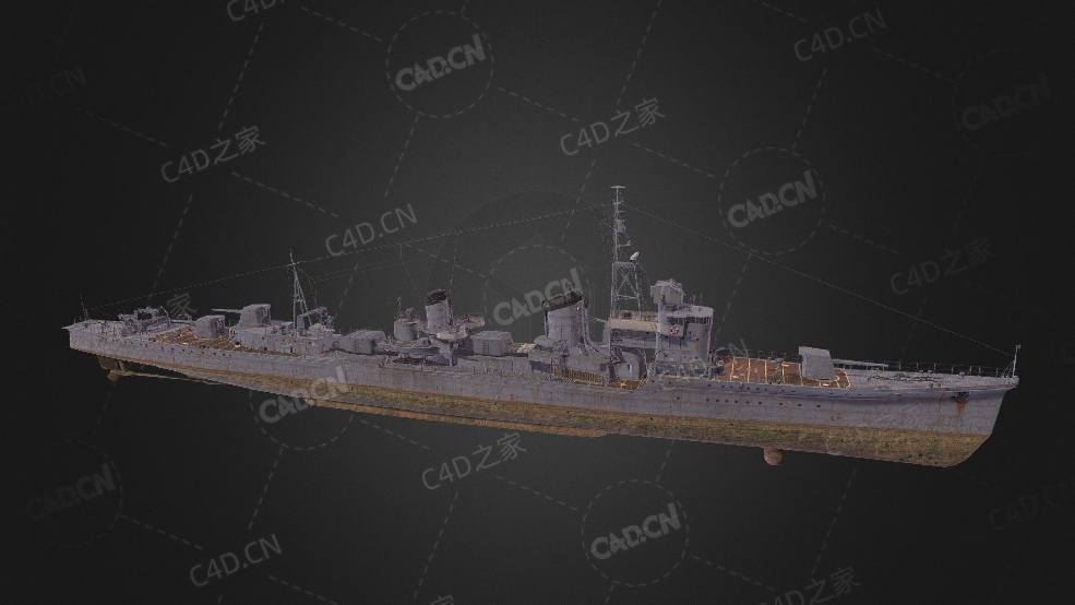 日本海军岚号驱逐舰C4D模型下载Arashi 3d model - C4D之家 - 20.jpg