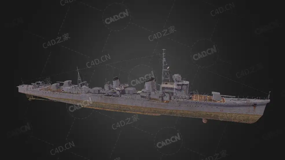 日本海军岚号驱逐舰C4D模型下载Arashi 3d model - C4D之家 - 20.jpg