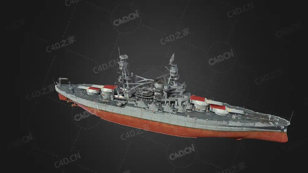 美国海军宾夕法尼亚级战列舰亚利桑纳号战列舰C4D模型下载Arizona 3d model - C4D之家 - 21.jpg