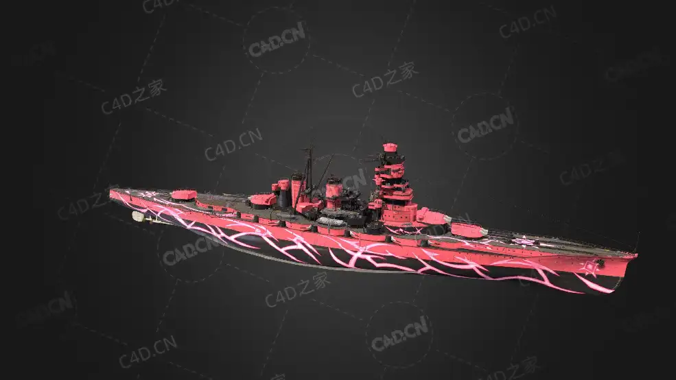 日本二战前比睿号战列舰C4D模型下载ARP Hiei 3d model - C4D之家 - 27.jpg