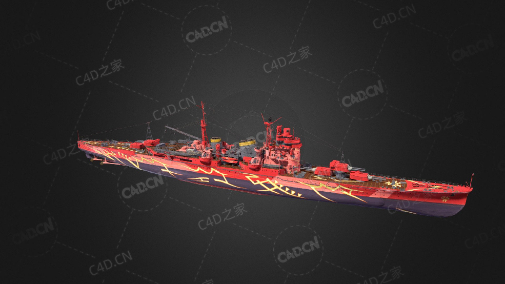 日本海军第八号重巡洋舰羽黑号重巡洋舰C4D模型下载ARP Haguro 3d model - C4D之家 - 25.jpg