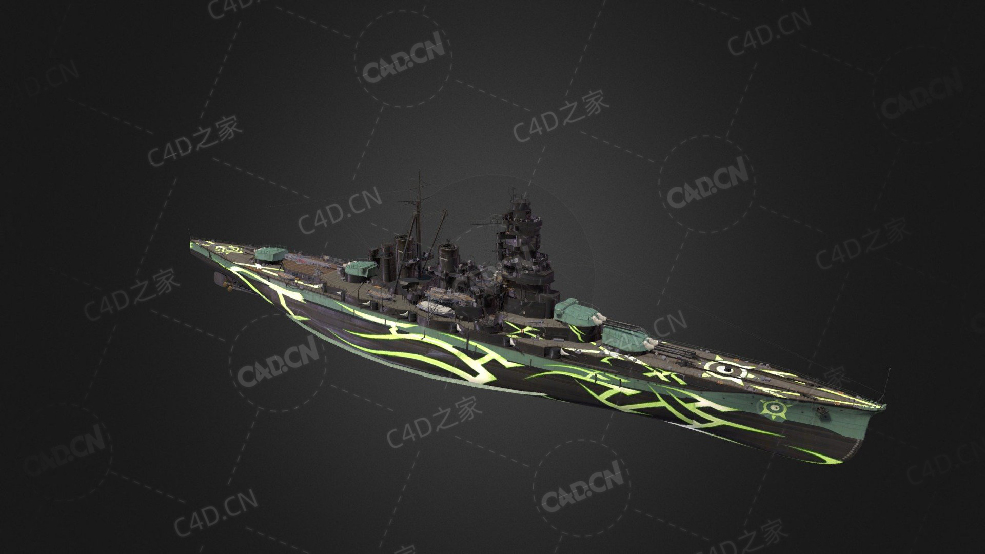 日本海军雾岛号巡洋战列舰爱宕级驱逐舰C4D模型下载ARP Kirishima 3d model - C4D之家 - 28.jpg