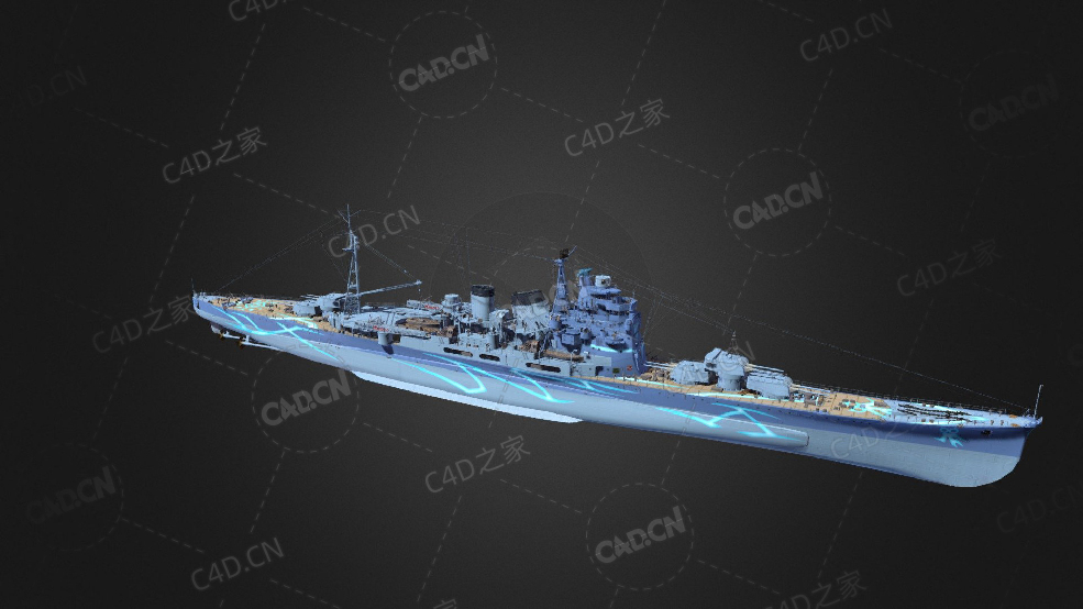 日本海军首舰高雄号重巡洋舰C4D模型下载ARP Takao 3d model - C4D之家 - 32.jpg