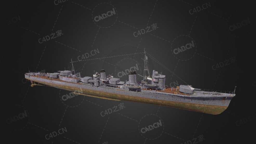 日本海军朝潮级朝潮型驱逐舰C4D模型下载Asashio 3d model - C4D之家 - 33.jpg