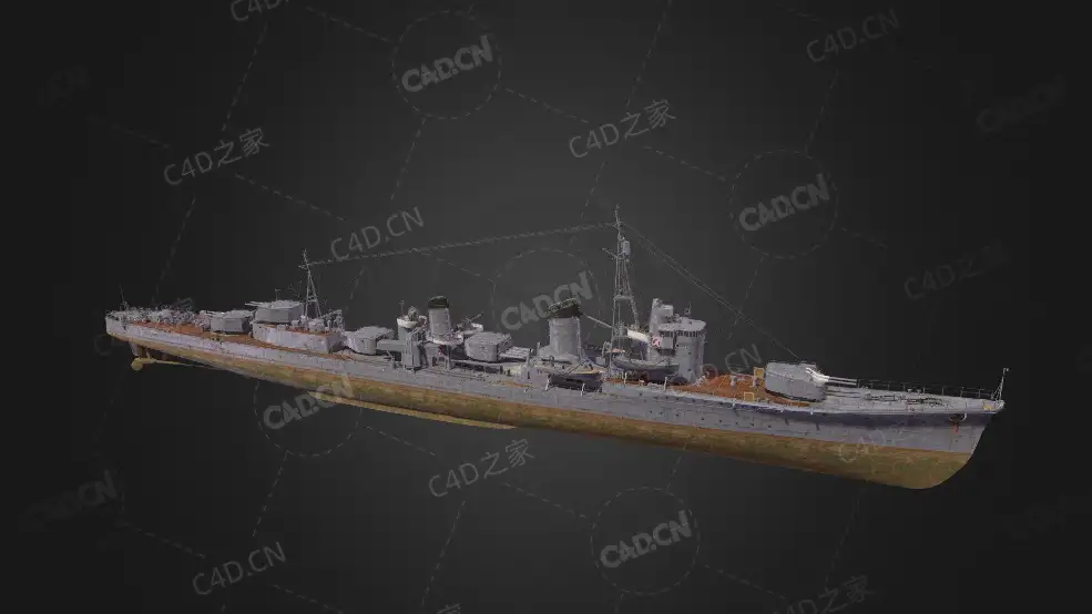 日本海军朝潮级朝潮型驱逐舰C4D模型下载Asashio 3d model - C4D之家 - 33.jpg