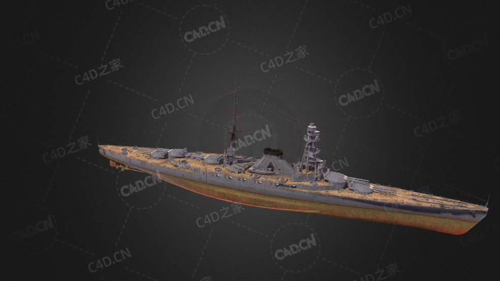 日本海军爱鹰号天城级战列巡洋舰C4D模型下载Ashitaka 3d model - C4D之家 - 34.jpg