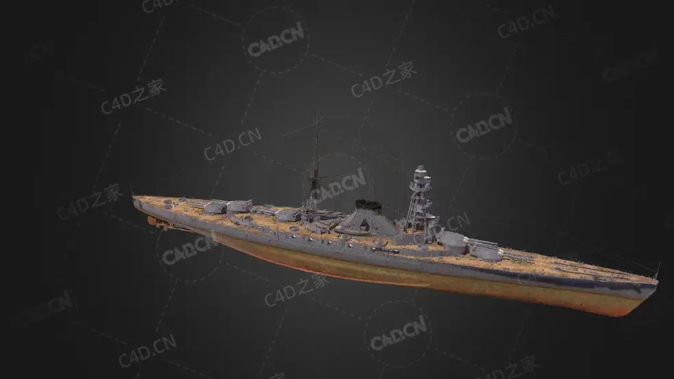 日本海军爱鹰号天城级战列巡洋舰C4D模型下载Ashitaka 3d model - C4D之家 - 34.jpg