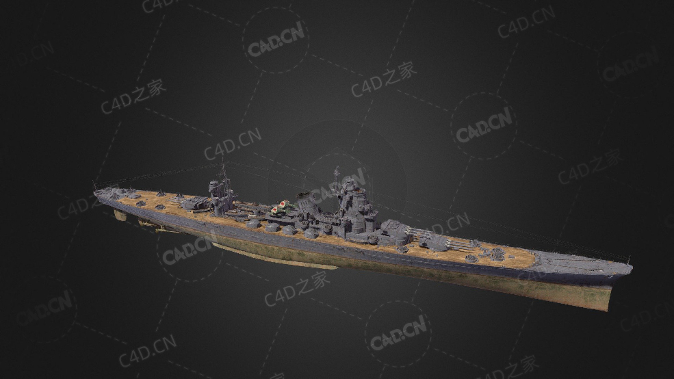 日本海军吾妻号装甲巡洋舰C4D模型下载Azuma 3d model - C4D之家 - 40.jpg