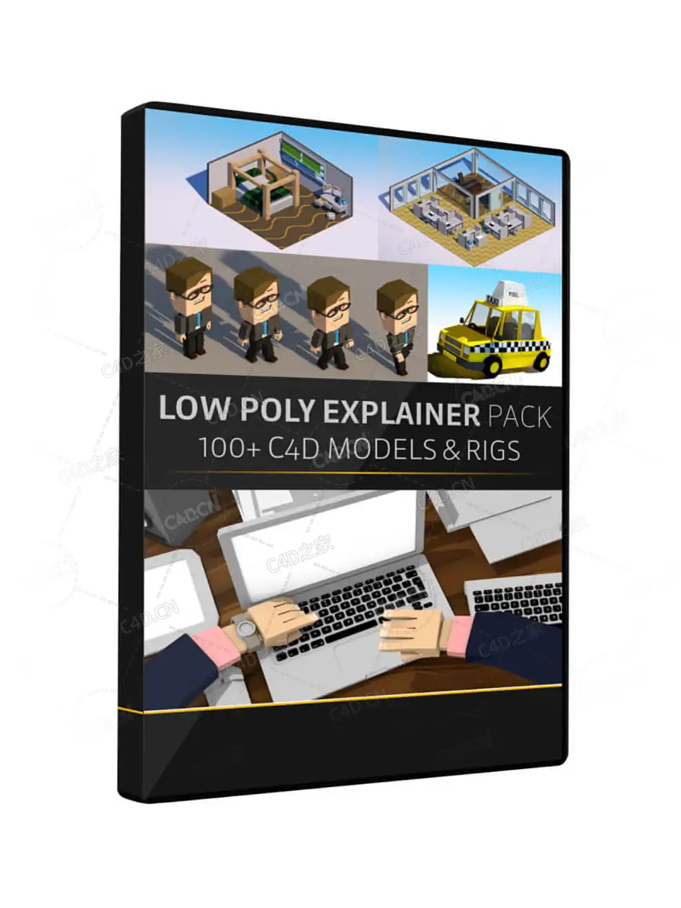 100多个低多边形场景三维人物C4D模型预设 C4D Low Poly Explainer Pack The Pixel Lab