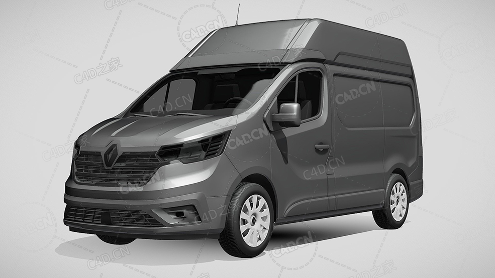 雷诺封闭车厢面包车货车2021款C4D汽车模型下载