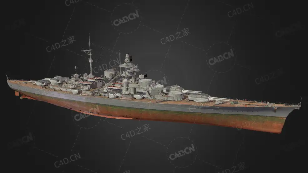 德国海军俾斯麦号战列舰C4D模型下载Bismarck 3d model - C4D之家 - 48.jpg