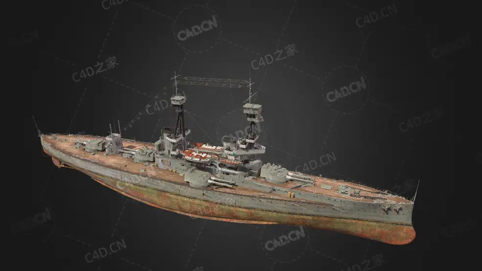 英国皇家海军大舰队柏勒洛丰号战列舰C4D模型下载Bellerophon 3d model - C4D之家 - 46.jpg