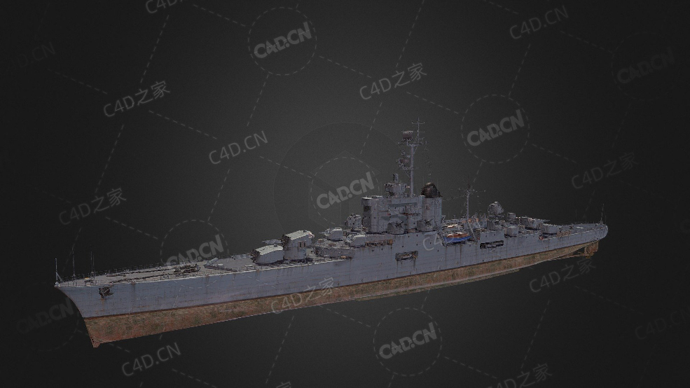 国军舰白瓦特号巡洋舰巴雅号铁甲舰C4D模型下载Bayard 3d model - C4D之家 - 43.jpg