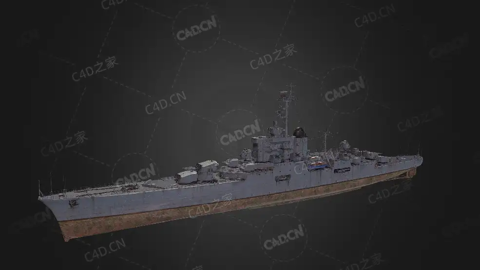国军舰白瓦特号巡洋舰巴雅号铁甲舰C4D模型下载Bayard 3d model - C4D之家 - 43.jpg
