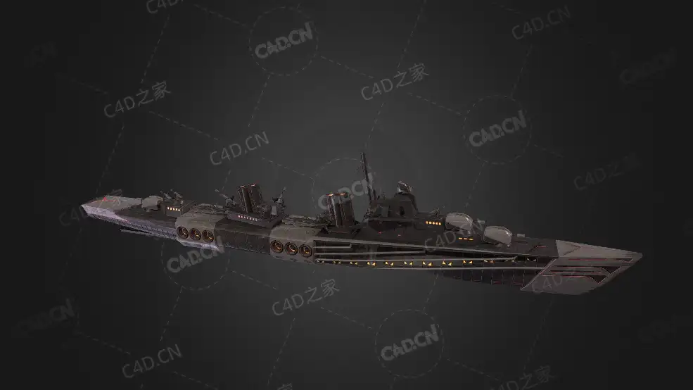 未来舰船翠蓝行星科幻战舰C4D模型下载Blue Aster 3d model - C4D之家 - 52.jpg
